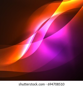 Vector abstract illuminated neon waves