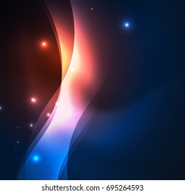 Vector abstract illuminated neon waves