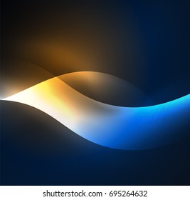 Vector abstract illuminated neon waves