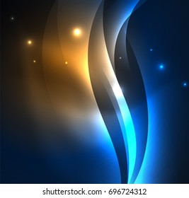 Vector abstract illuminated neon waves