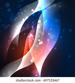 Vector abstract illuminated neon waves