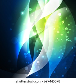 Vector abstract illuminated neon waves