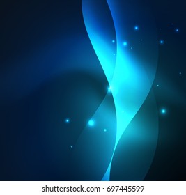 Vector abstract illuminated neon waves