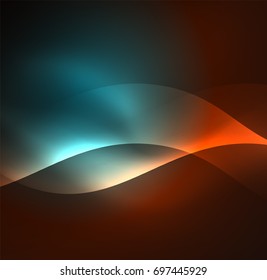 Vector abstract illuminated neon waves