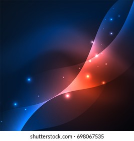 Vector abstract illuminated neon waves