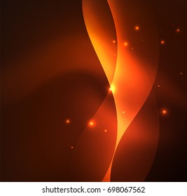 Olas de neón iluminadas abstractas vectoriales