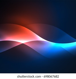 Vector abstract illuminated neon waves