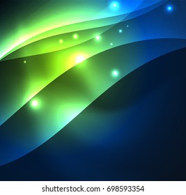 Vector abstract illuminated neon waves