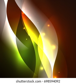 Vector abstract illuminated neon waves