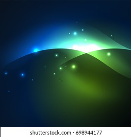 Vector abstract illuminated neon waves