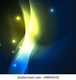 Vector abstract illuminated neon waves