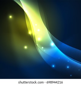 Vector abstract illuminated neon waves