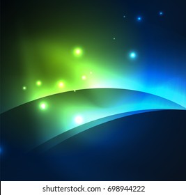 Vector abstract illuminated neon waves