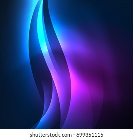 Vector abstract illuminated neon waves