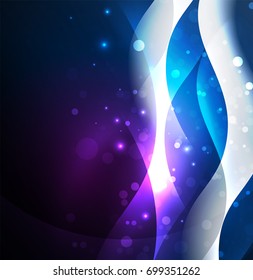 Vector abstract illuminated neon waves