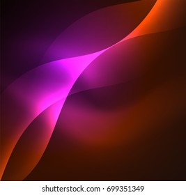 Vector abstract illuminated neon waves