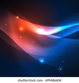 Vector abstract illuminated neon waves