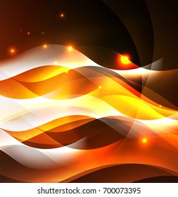 Vector abstract illuminated neon waves