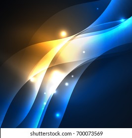 Olas de neón iluminadas abstractas vectoriales