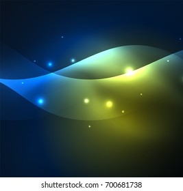 Vector abstract illuminated neon waves