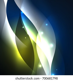 Vector abstract illuminated neon waves