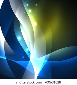 Vector abstract illuminated neon waves