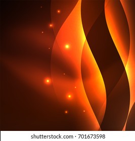Olas de neón iluminadas abstractas vectoriales