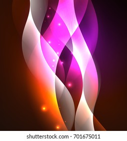 Vector abstract illuminated neon waves