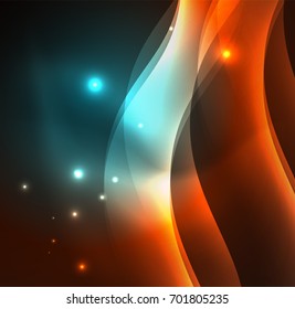 Vector abstract illuminated neon waves