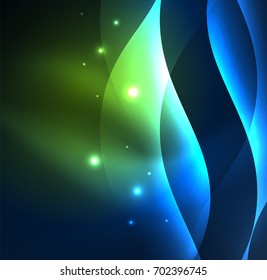 Vector abstract illuminated neon waves