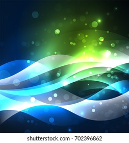 Vector abstract illuminated neon waves