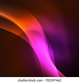 Olas de neón iluminadas abstractas vectoriales