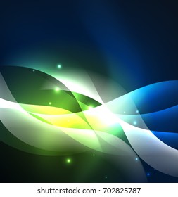 Vector abstract illuminated neon waves