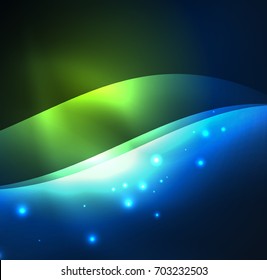 Vector abstract illuminated neon waves