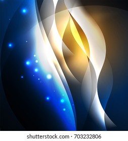 Vector abstract illuminated neon waves