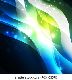 Vector abstract illuminated neon waves