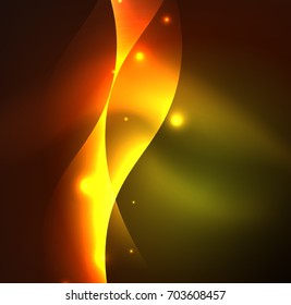 Vector abstract illuminated neon waves