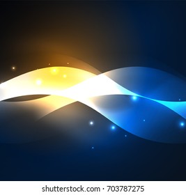 Vector abstract illuminated neon waves