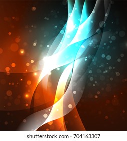 Vector abstract illuminated neon waves