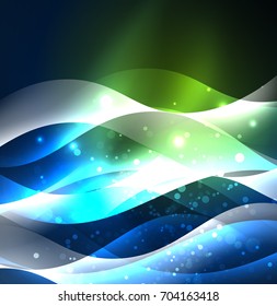 Vector abstract illuminated neon waves