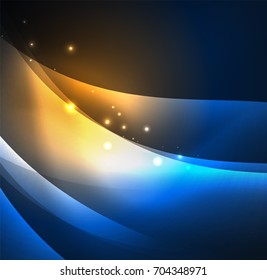 Vector abstract illuminated neon waves