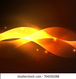 Olas de neón iluminadas abstractas vectoriales
