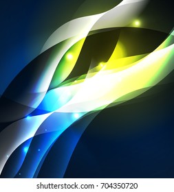 Vector abstract illuminated neon waves