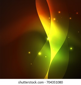 Vector abstract illuminated neon waves