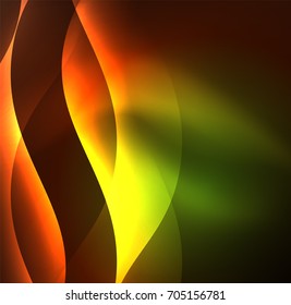 Olas de neón iluminadas abstractas vectoriales