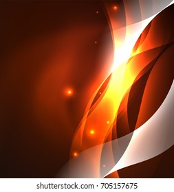 Olas de neón iluminadas abstractas vectoriales