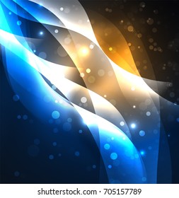 Vector abstract illuminated neon waves