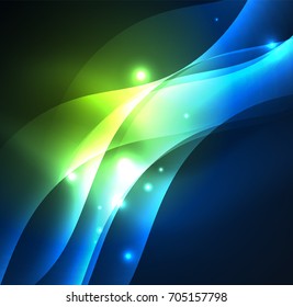 Vector abstract illuminated neon waves