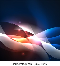 Vector abstract illuminated neon waves
