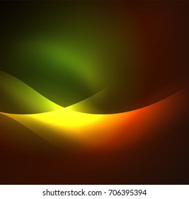 Olas de neón iluminadas abstractas vectoriales